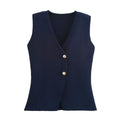Two-Button Knit Vest in Navy — flat lay