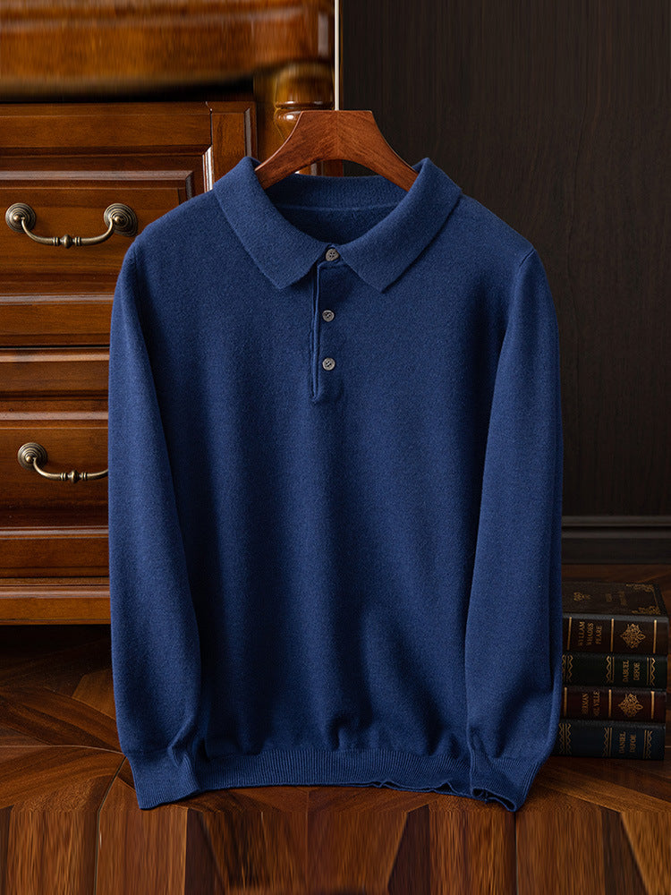 Button-Collar Polo Sweater