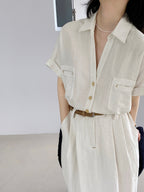 Belted Safari Maxi Dress — on model