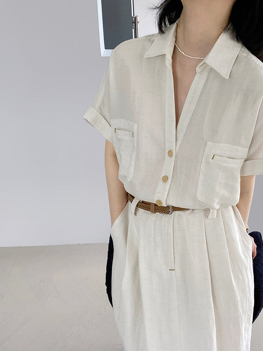Belted Safari Maxi Dress — on model