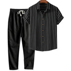 Striped Camp-Collar Set